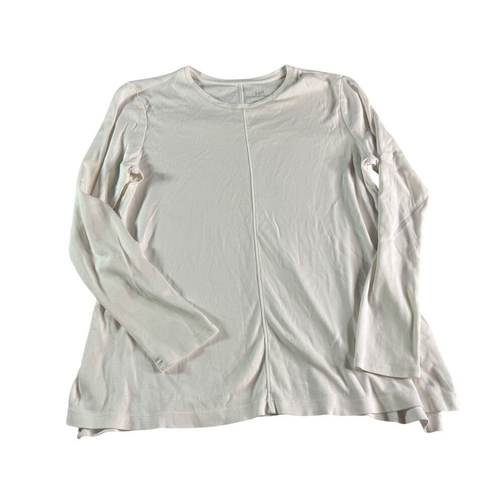 J. Jill Women's sz Medium Long Sleeve White Blouse Pima Crew Neck High-Low Tee